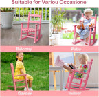 Outvita Outdoor Children's Rocking Chair, All-Weather Wooden Porch Rocker with High Backrest, Ideal for Garden, Yard, and Balcony, Patio Rocking Chair Suitable for Kids Ages 3-6(Pink)