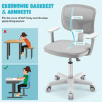 Kids Desk Chair, Height Adjustable Children Study Chair w/Lumbar Support, Swivel Mesh Seat, Universal Casters, Ergonomic Kids Task Chair for Boys Girls Aged 3-10, Home, School, Office(Grey)