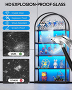 Display Arched Cabinet with Glass Doors, Curio Cabinet for Labubu Display 5-Tier Display Case with 7 Color RGB Lights for Collectibles, Display Cases for Book/Medal/Figure