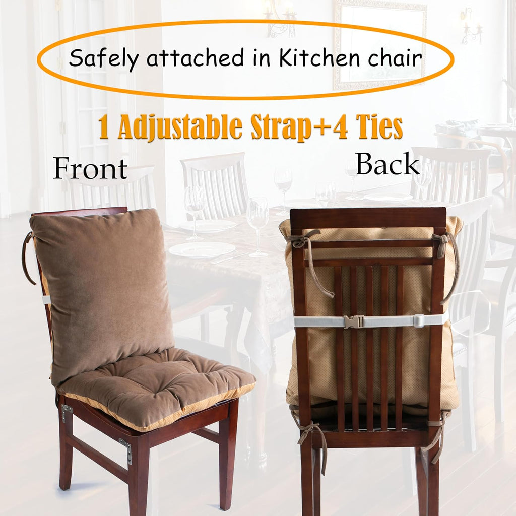 ALIBO Low Back Pain Relief Desk Kitchen Office Chair Lumbar Support and Tufted Seat Pads Cushion Nonslip Soft Recliner Backrest Pads with Adjustable Straps and Ties