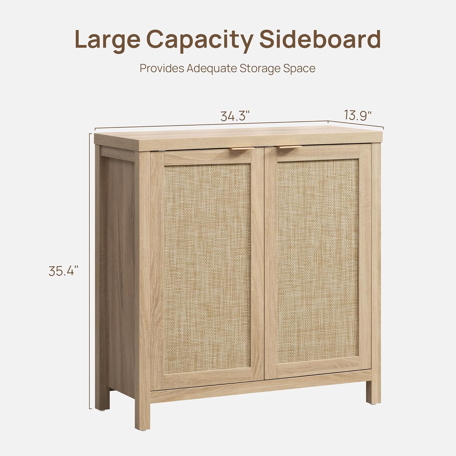 SICOTAS Rattan Sideboard Buffet Cabinet with Large Storage - Boho Credenza Coffee Bar Cabinet with Adjustable Shelves, Buffet Console Table for Kitchen Living Room Hallway - Natural