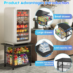 Mini Fridge Stand with Storage, Small Refrigerator Stand with 2 Drawers, Mini Fridge Shelf Cabinet-Max Load 300 LBS Heavy Microwave Stand Mini Fridge Cart for Dorm, Apartment, Kitchen (Black)