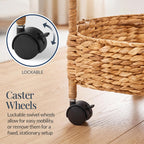 Best Choice Products 3-Tier Round Rolling Nursery Caddy w/Wheels, Handwoven Utility Cart, Storage Organization for Bathroom, Craft Room, Laundry Room - Natural