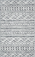 KUTA Washable Non-Slip Rugs for Entryway 2x3, Grey Moroccan Boho Small Area Rug, Ultra Soft Vintage Geometric Low-Pile Indoor Door Mat Floor Carpet for Indoor, Entrance, Kitchen, Bathroom, Bedroom