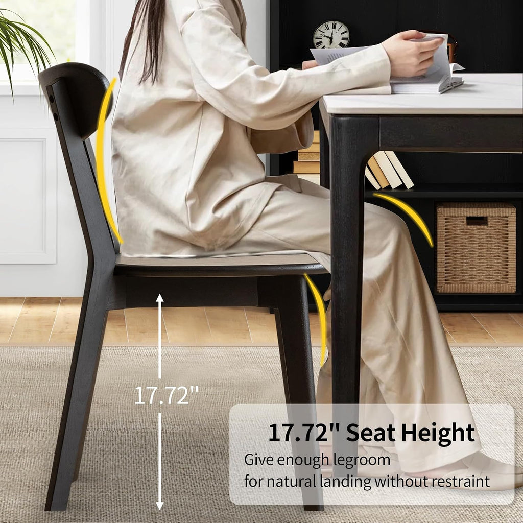 Modern Dining Chairs, Solid Oak Wood Dining Chair with Comfortable Backrest, Sturdy Wooden Chairs for Kitchen, Dining Room