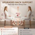Upholstered Dining Chair Modern Stylish Parsons Kitchen Diner High Back with Bronze Nailhead Trim & Wood Legs, Set of 2, Beige