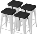 AddGrace Anti-Slip Bar Stool Cushions Square Bar Stool Seat Cushions with Ties Set of 4 Small Square Chair Pads with Machine Washable Cover 12"X12"X2" (Black)