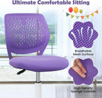 MEDIMALL Kids Desk Chair, Purple Ergonomic Kids Office Chair Ages8-12 w/Lumbar Support, Low-Back Teen Desk Chair for Girls Boys, Small Cute Kids Computer Chair for Bedroom/Study/Vanity Desk