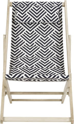 SAFAVIEH Outdoor Collection Rive White Wash and Navy Foldable Sling Chair