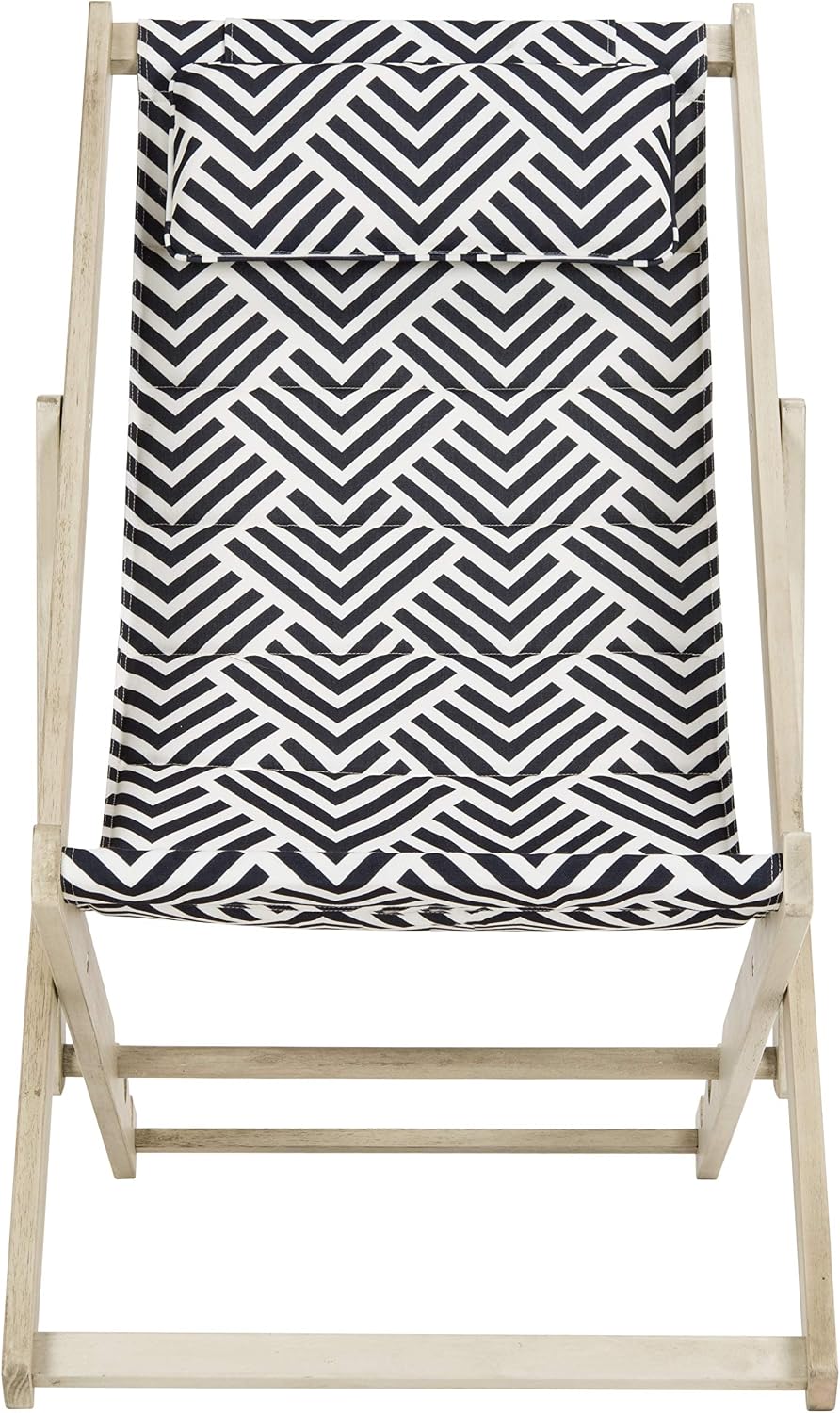SAFAVIEH Outdoor Collection Rive White Wash and Navy Foldable Sling Chair