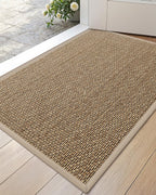 DEXI Ultra Thin Entryway Indoor Door Mat 24x36, Non Slip Rubber Backing Inside Entry Mat, Low Profile Easy Clean Dirt Trapper Doormat for Inside Entrance Patio, Beige
