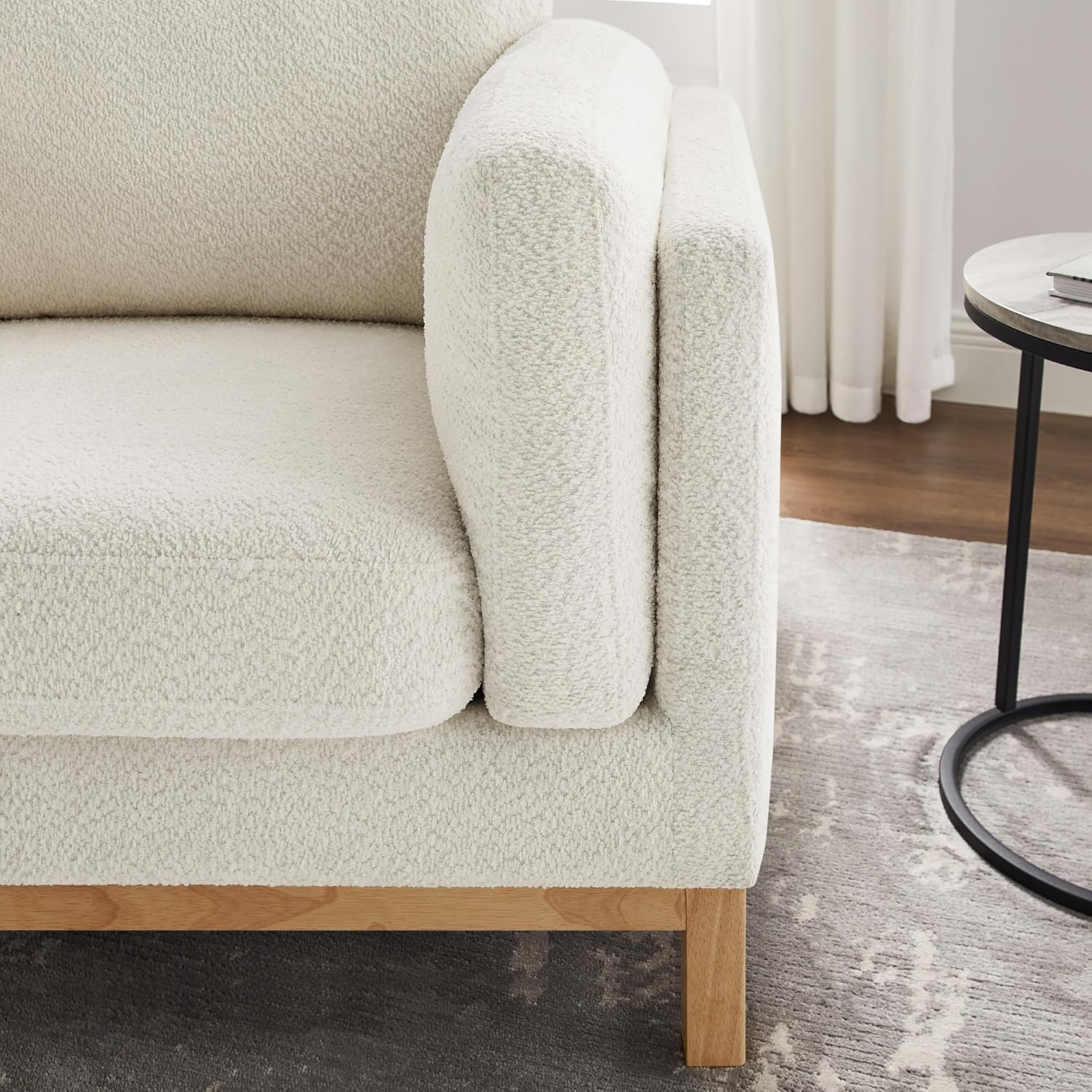 VANOMi Oversized Accent Chair Set of 2, Modern Upholstered Chairs | Boucle Reading Chair with Solid Wood Legs and 400 lbs Capacity, Cozy Seating for Living Room, Bedroom & Office, Ivory White