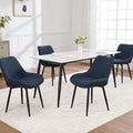 Dining Chair Set of 4, Modern Dining Chairs with Thick Cushions, Faux Leather Upholstered Kitchen Dining Room Chairs with Metal Adjustable Legs for Dining Living Room, Blue