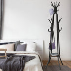 Simple Houseware Standing Coat Hat Hanger Organizer Tree Shaped Rack with Shelf for Entryway, Bedroom, and Hallway, 20 Hooks, Rustic Brown