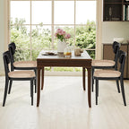 AVAWING Black Wood Dining Chairs Set of 4, Farmhouse Dining Chairs with Cane Seat and Curved Back for Kitchen & Dining Room