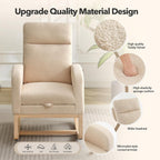 GarveeLife Nursery Rocking Chair,300lb Glider Chair with Solid Wood Legs/Two Side Pockets,Teddy Upholstered Glider Rocker with Footrest High Backrest for Living Room/Bedroom/Nursery