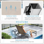 UDPATIO Chaise Lounge Chair Patio Pool Lounge Chair Outdoor with 5 Position Adjustable Backrest Poolside Sunloungers Lay Flat Sunbathing Chaise with Backrest for Patio, Beach, Yard, Pool(Brown)