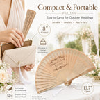 Personalized Wedding Fans for Guests, Custom Wooden Folding Hand Fans Bulk, Engraved Sandalwood Handheld Fans with Organza Bags & Tassels, Party, Bridal & Birthday Shower Favors (30PCS)