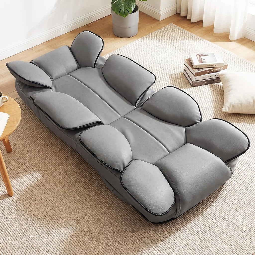Giantex 360° Swivel Floor Gaming Chair, Folding Lazy Lounger Couch with 6-Position Adjustable Backrest & Sponge Filling, Lazy Sofa Lounge Chair, Video Gaming Chair for Reading, Relaxing (Gray)