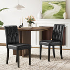 Welzona Upholstered Dining Chairs Set of 4, Button Tufted Parsons Dining Chair with Solid Wood Legs, Modern PU Leather Side Chair for Dining Room/Kitchen/Restaurant/Hotel- Black