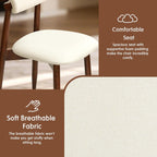 CHUN YI Dining Chairs Set of 4, Upholstered Wooden Dining Room Chairs, Mid Century Modern Fabric Kitchen Chair with Ergonomic Curved Backrest, Beige (Only Chairs)