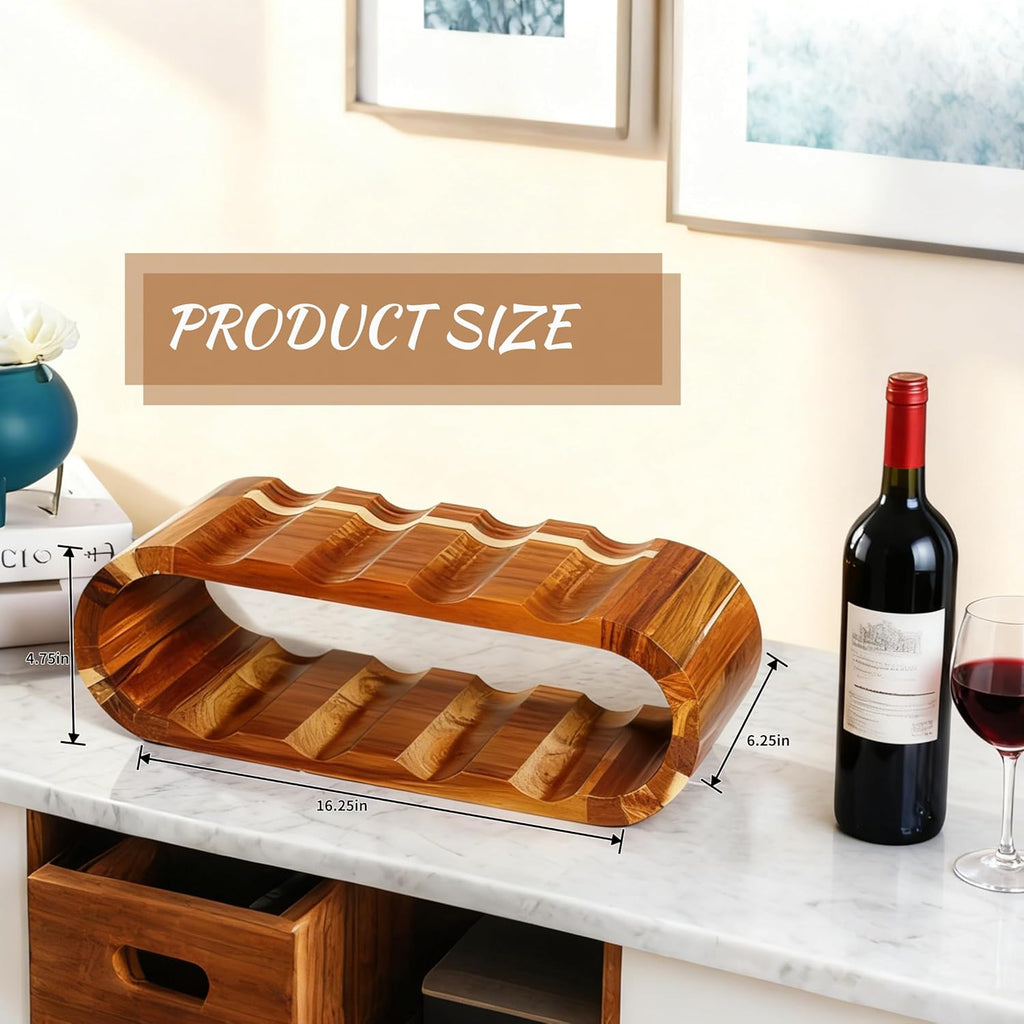 Classic Wooden Wine Rack – 8-Bottle Acacia Wine Holder Stand – Freestanding Wine Storage – Great for Home Decor No Assembly Required.