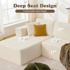 109” Cloud Sectional Couch, Boneless Modular Sofa with L-Shape Chaise, Deep Seat Corduroy Couch, No Assembly Required, Modern Upholstered Sectional for Living Room Apartment Bedroom