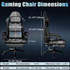 Ergonomic Gaming Chair, Video Game Chair with Pocket Spring Cushion and Footrest, Height Adjustable Computer Chair with Swivel Seat and Headrest (Blue)