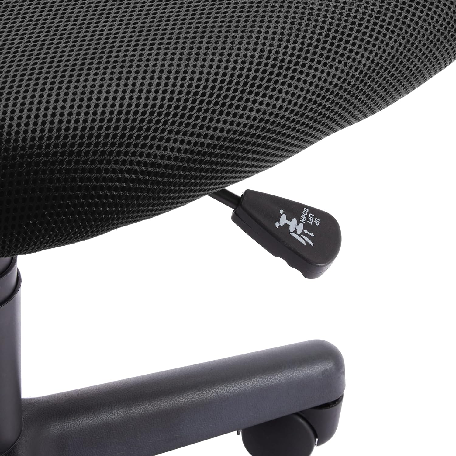 Amazon Basics Low Back Office Chair, Breathable Mesh, Height Adjustable, Padded Seat, Rolling Wheels, Swivel, Back Support, Sturdy, 21.25" D x 22.5" W x 38" H, Black