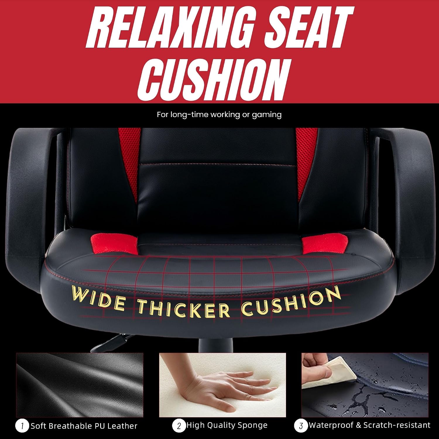 Ergonomic Computer Gaming Chair Home Office Racing Executive Video Task Desk PU Leather for Adults Teens Kids Gamer
