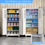 Aobabo Upgrade 71H''*32''W*16''D Metal Garage Storage Cabinet with Wheels and Pegboards, 5 Adjustable Shelves Steel Storage Cabinets for Home,Warehouse,Garage,Assembly Required,White