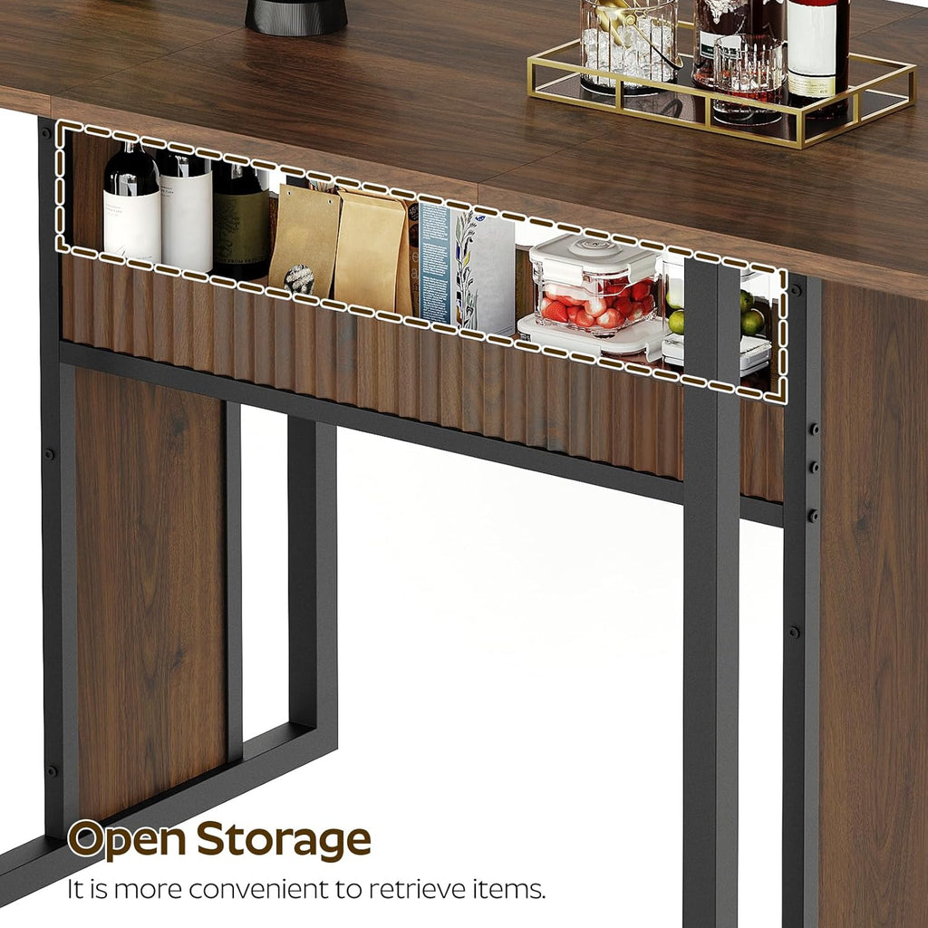 YATINEY 47.2 Inch Dining Table for 4, Kitchen Table with Storage, Morden Dining Room Table, Easy Assembly, Walnut CZ01BH