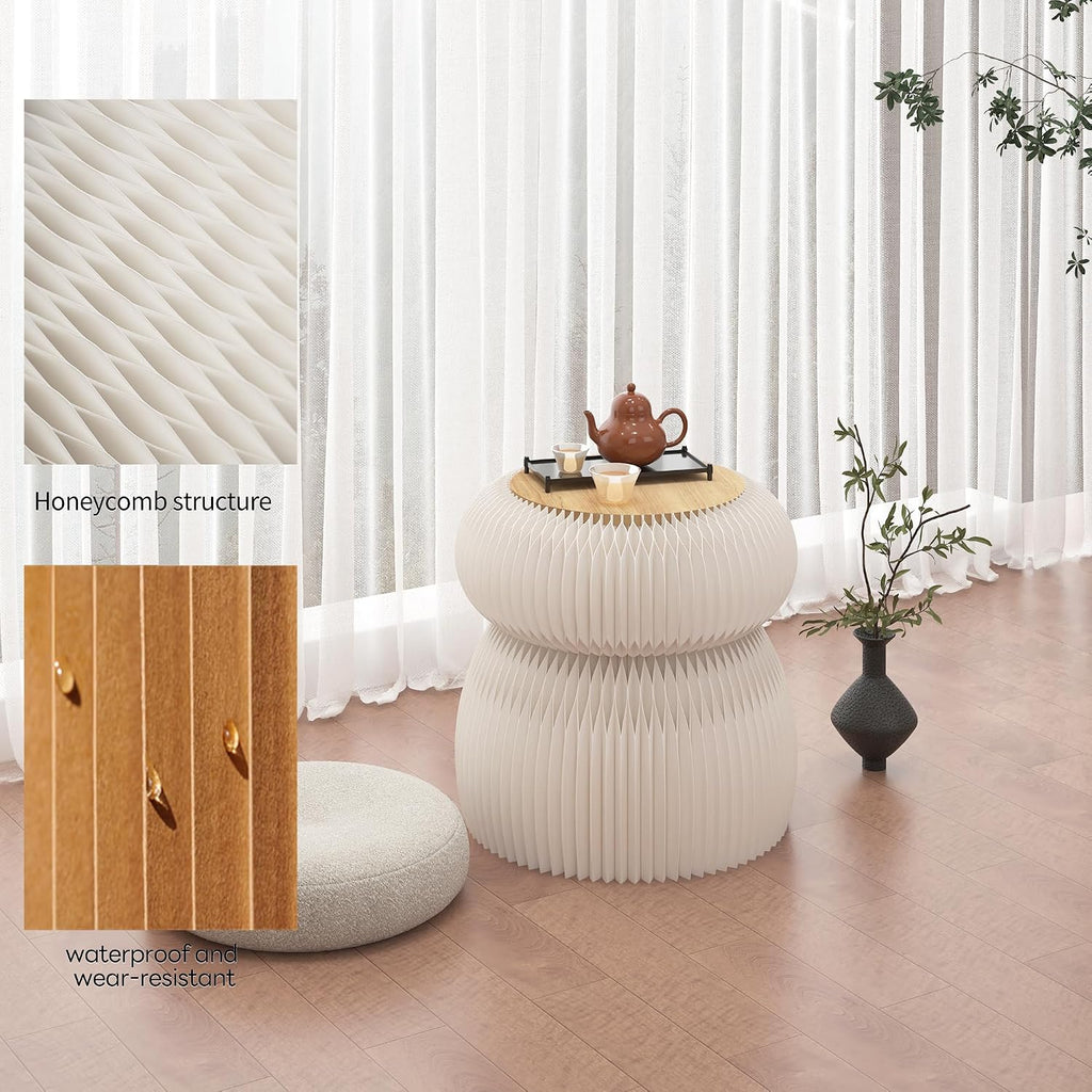 Foldable Side Table Round End Table for Living Room Bedroom Studio Coffee Shop