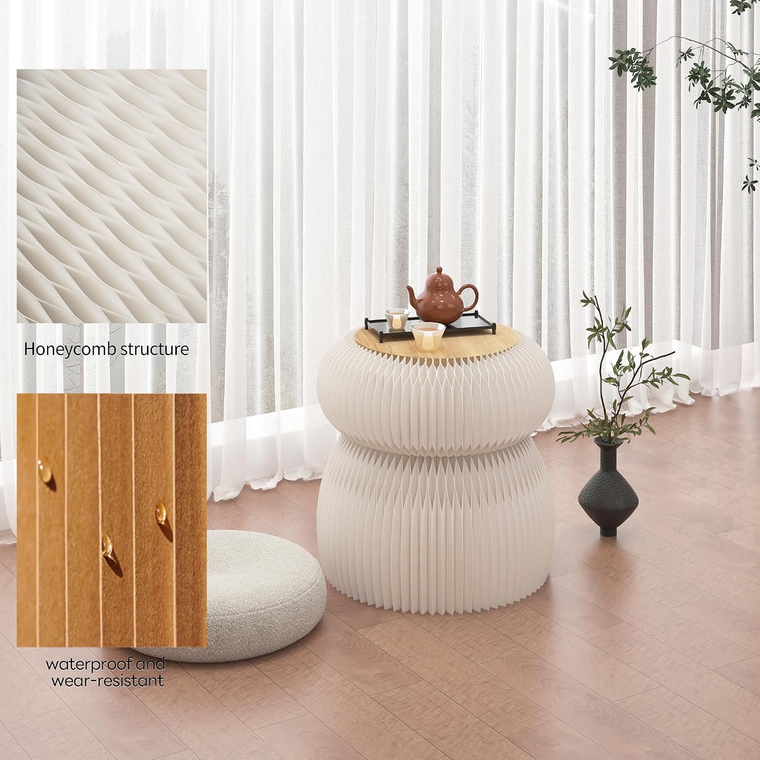 Foldable Side Table Round End Table for Living Room Bedroom Studio Coffee Shop