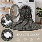 5x7 Area Rugs Living Room Rug: Floral Washable Rug Vintage Boho Soft No Slip Stain Resistant Carpet Indoor Floor Throw Carpets for Bedroom Hallway Nursery Dining Room Playroom Dark Green Black