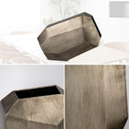 16" Tall Geometric Vases, Home Décor Silver Modern Rectangular Vases with Angular Front and Back, Contemporary Industrial Metal Vases for Office Home Resto Café Decoration