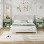 FOTOSOK Nightstand Set of 2 with Drawer and Storage Shelf | Night Stand Bedside Table End Table, Night Stand for Bedroom, Home Office, 15.7"D x 17.7"W x 23.6"H, Green