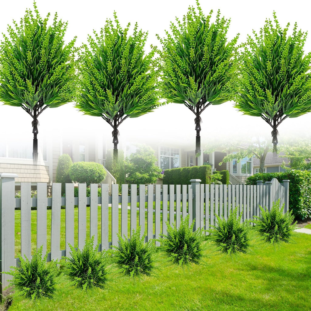 4 Pack Artificial Boxwood Topiary Ball Trees Outdoor, UV Resistant 16.2" Fake Green Plants with Spikes, Faux Cypress Bushes for Front Porch Planters, Summer Garden Yard Lawn Decor
