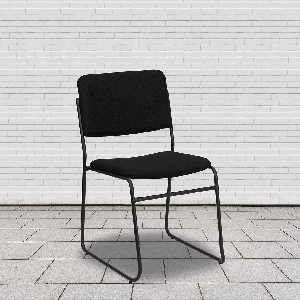 Flash Furniture 5 Pack HERCULES Series 500 lb. Capacity High Density Black Fabric Stacking Chair with Sled Base