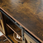 Brown Farmhouse Entryway Table, Rustic Hallway Table with Storage Shelf, Sofa Table with Sliding Barn Doors for Hallway, Entryway, Living Room, Foyer