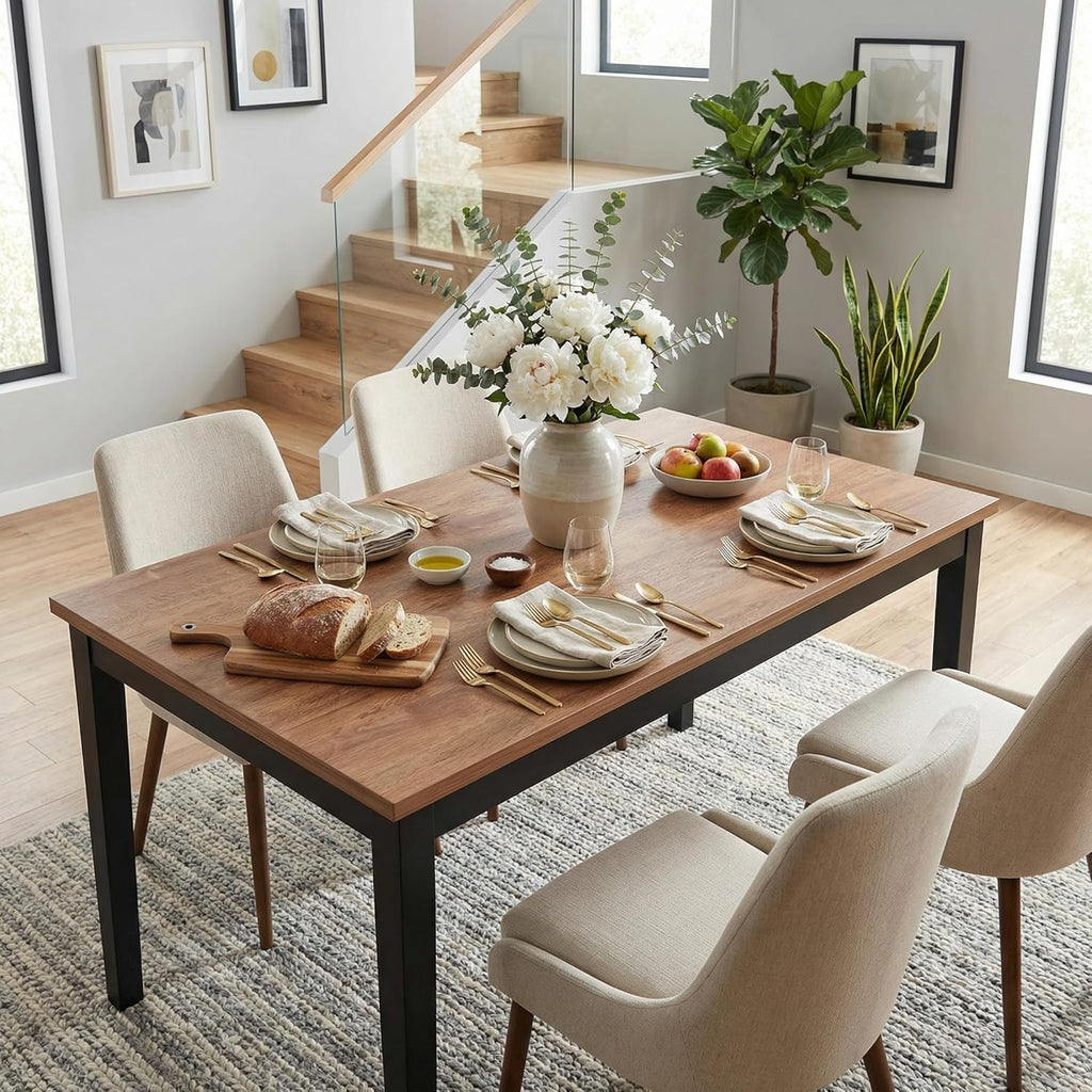 IRONCK Solid Wood Dining Table for 4, 45 Inch Rectangular Kitchen Table with Solid Wood Legs, Easy Assembly, Modern Dinner Table for Dining Room, Kitchen, Living Room (Only Table)