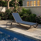 Kingdura Chaise Lounge Chairs Set of 2 for Pool, Aluminum Outdoor Lounge Chairs with 5 Positions Recliner, Lightweight Pool Lounger Lounge Chairs for Outside Patio Deck Poolside (Navy Blue, 2 Chair)