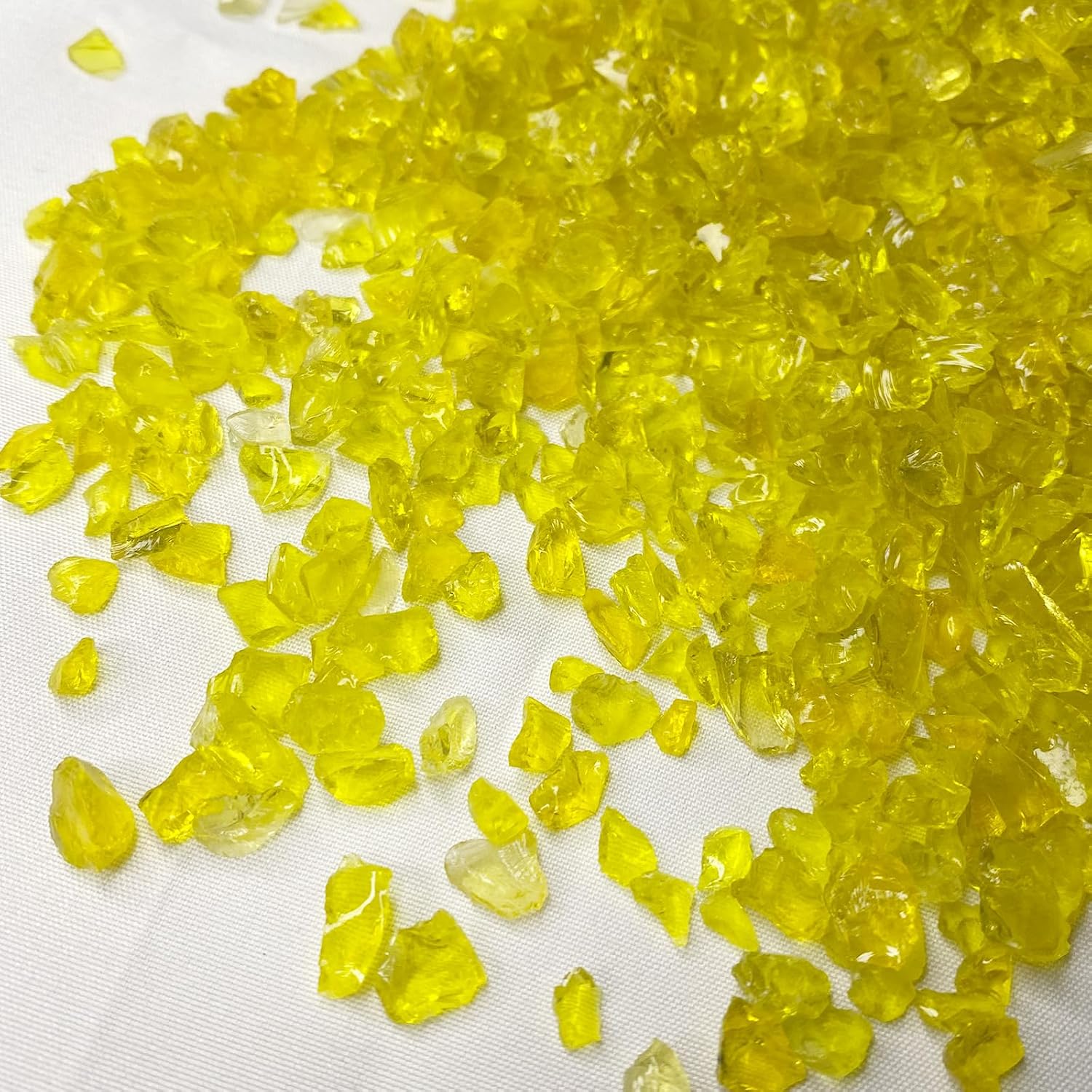 2lb Curshed Yellow Glass Chips for Crafts Art Resin Vase Filler