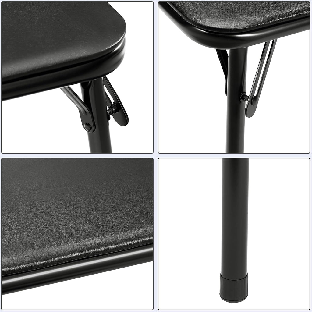 VECELO 34'' Folding Card Table Square with Soft Padded Tabletop, Portable for Dining Room, Parties, Games, Puzzles, Black