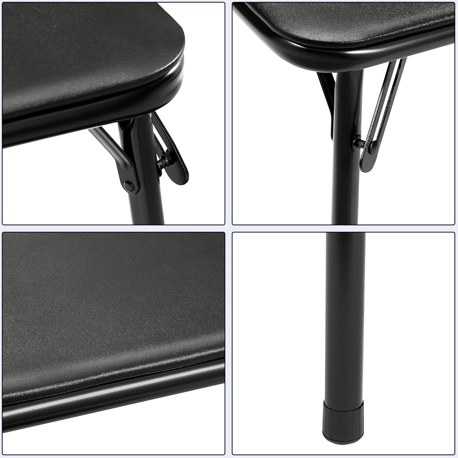 VECELO 34'' Folding Card Table Square with Soft Padded Tabletop, Portable for Dining Room, Parties, Games, Puzzles, Black
