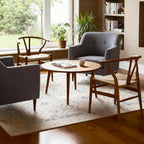 Wishbone Chair Natural Solid Wood Dining Chair/Hans Vegner Y Chair Rattan and Wood Accent Armrest Chairs Set of 1 (Ash Wood - Walnut)