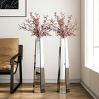 SHYFOY 30 inch Tall Mirror Floor Vase, Silver Large Vases for Decor Living Room Floor, Sophisticated Vessel for Decorative Branches and Dried Flowers (2 Pack)