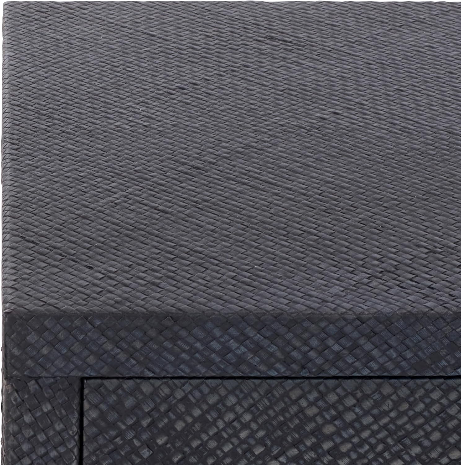SAFAVIEH Home Collection – Epke Navy 1-Drawer 1-Shelf Accent Table, Woven Raffia Design, Fully Assembled (ACC6616C)