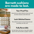 Barnett Home Decor Chair Cushions for Dining Chairs - 15x17 Kitchen Chair Cushions - Machine Washable, 100% Cotton - Made in USA - Latex Foam Comfort Chair Pads - Ticking Stripe Black Small Pack of 4