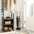 SONGMICS Umbrella Stand, Steel Round Umbrella Holder Rack, 6.9 x 6.9 x 19.3 Inches, with Detachable Drip Tray, for Entryway, Office, Stable, Assembly Required, Matte Black ULUC029B01